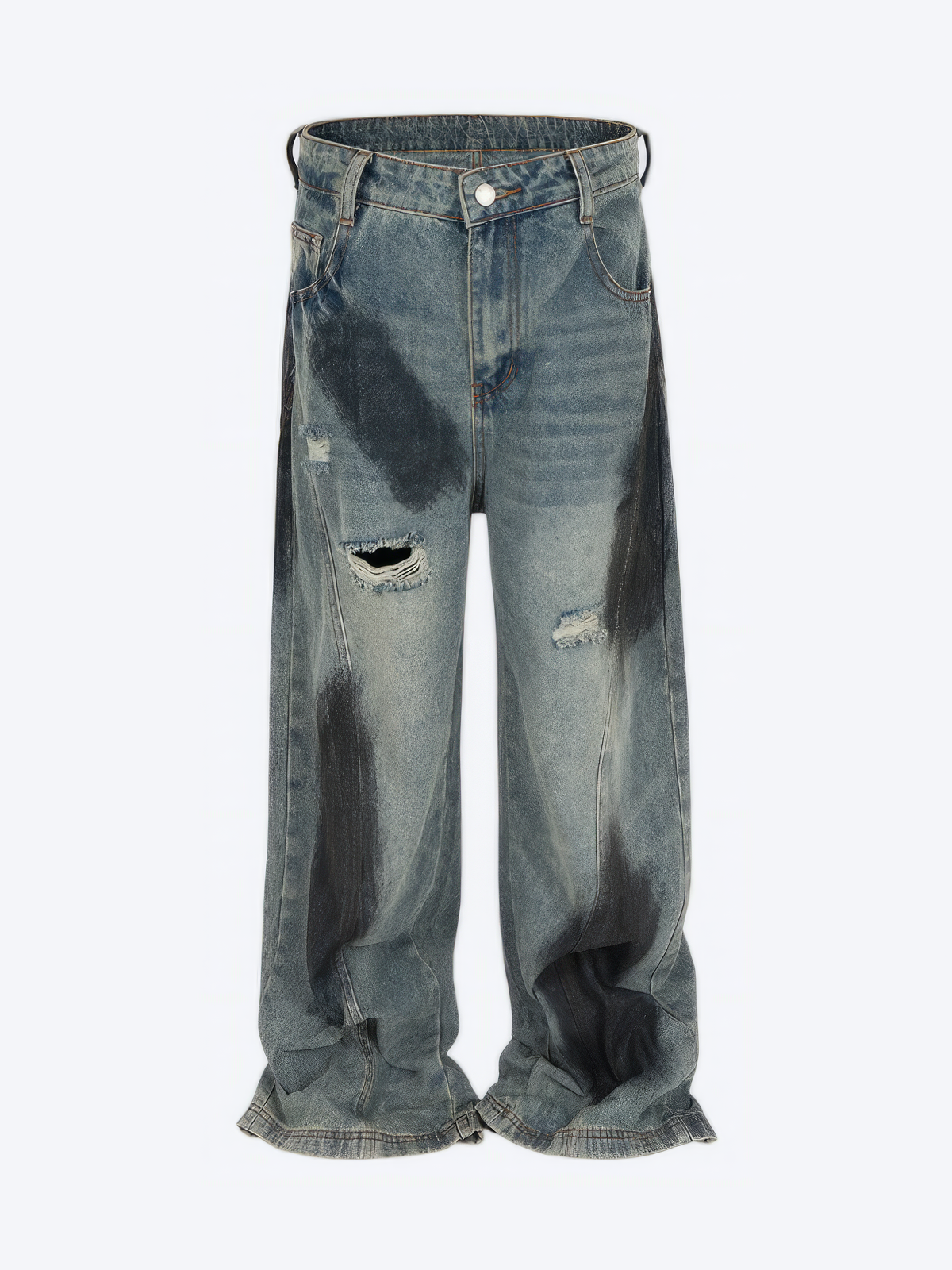 BLUE STAIN BAGGY JEANS - Designer Streetwear Brand | SPRAYNPRAY®