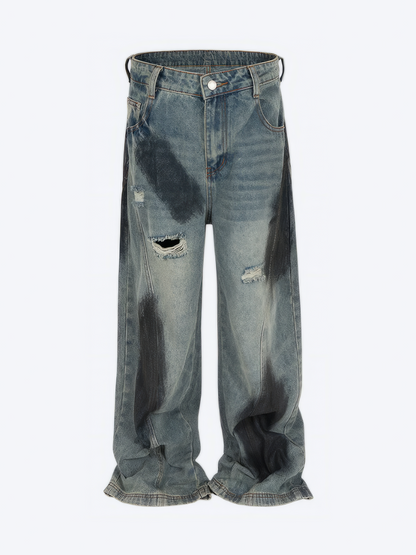 BLUE STAIN BAGGY JEANS - Designer Streetwear Brand | SPRAYNPRAY®