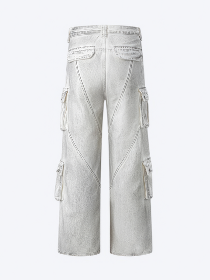 VINTAGE WHITE SIDE POCKETS DENIM - Designer Streetwear Brand | SPRAYNPRAY®