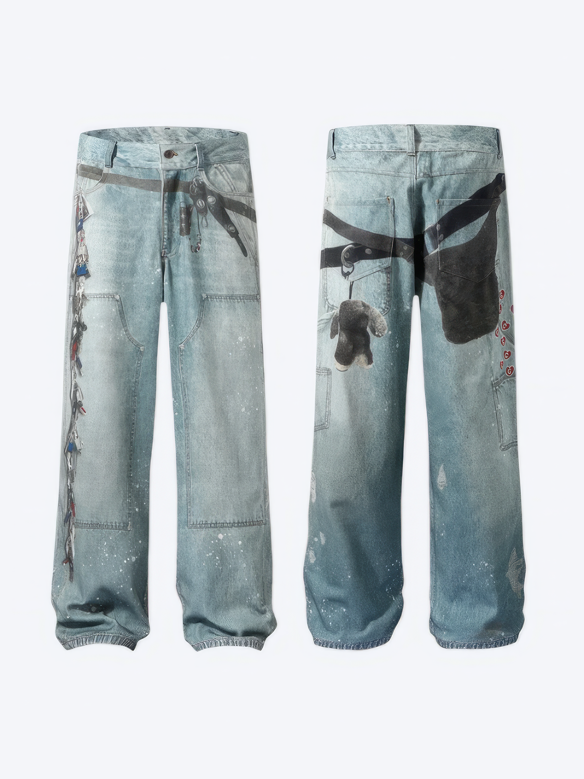 WASHED BLUE BAGGY JEANS - Designer Streetwear Brand | SPRAYNPRAY®