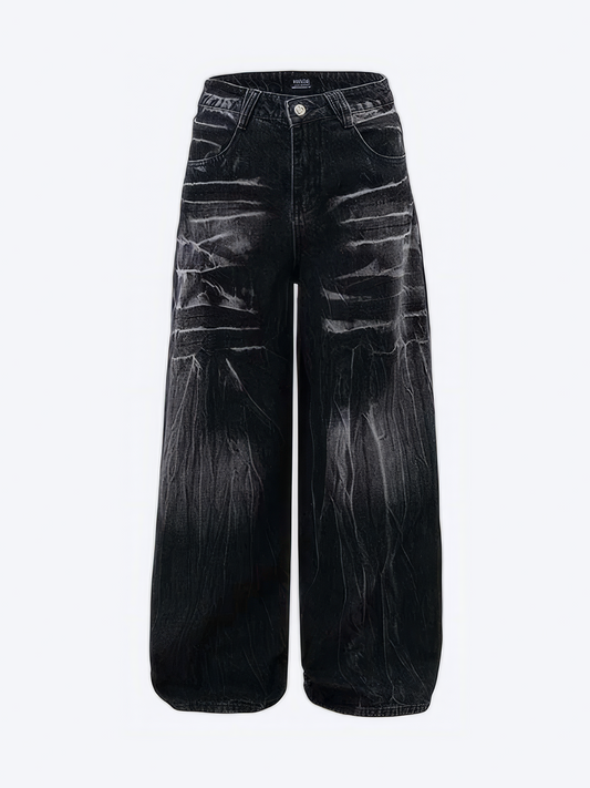 BLACK WIDE LEG BAGGY JEANS - Designer Streetwear Brand | SPRAYNPRAY®