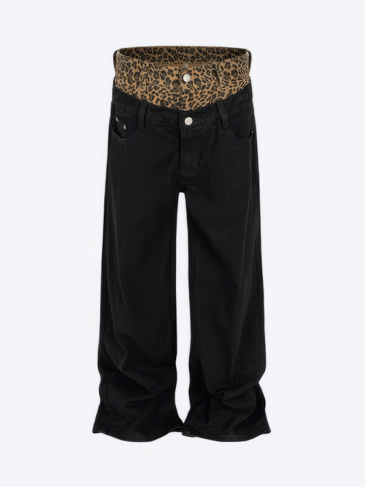 LEOPARD PATCHWORK JEANS - Designer Streetwear Brand | SPRAYNPRAY®