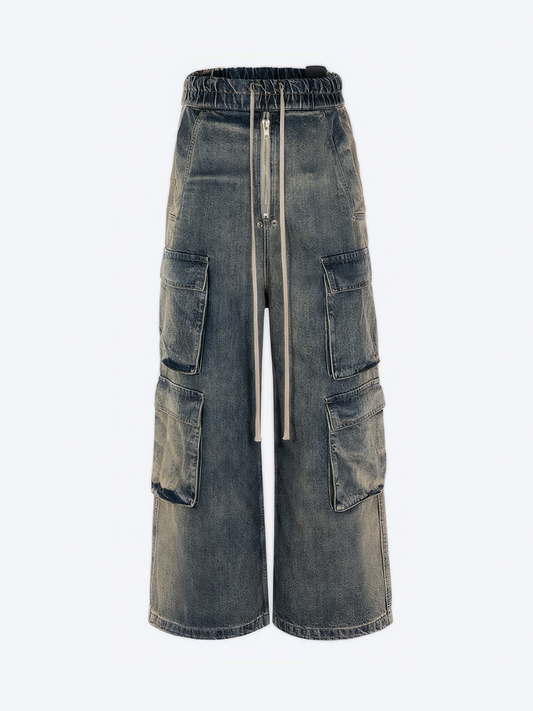 WIDE LEG MULTI-POCKET STRAIGHT JEANS - Designer Streetwear Brand | SPRAYNPRAY®