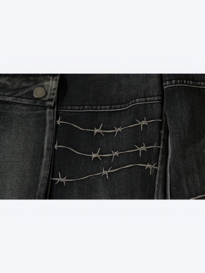 WIDE LEG EMBROIDERY JEANS - Designer Streetwear Brand | SPRAYNPRAY®