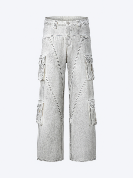 VINTAGE WHITE SIDE POCKETS DENIM - Designer Streetwear Brand | SPRAYNPRAY®