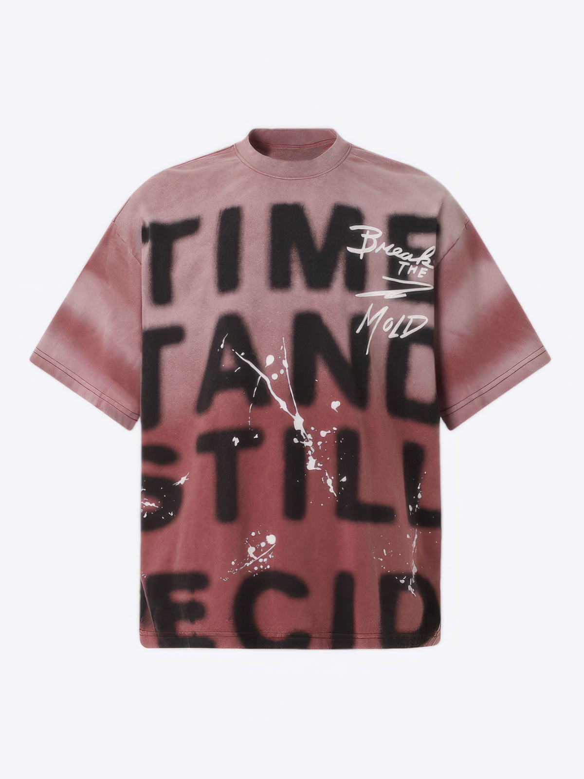 GRADIENT COLOR LETTER PRINT T-SHIRT - TIME