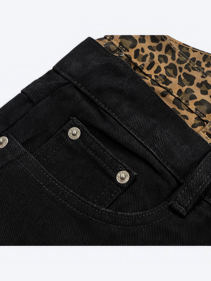 LEOPARD PATCHWORK JEANS - Designer Streetwear Brand | SPRAYNPRAY®