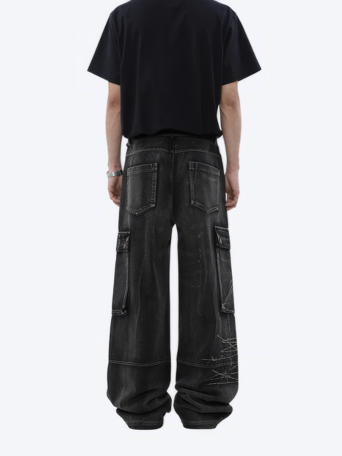 WIDE LEG EMBROIDERY JEANS - Designer Streetwear Brand | SPRAYNPRAY®