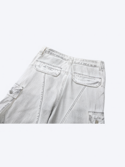 VINTAGE WHITE SIDE POCKETS DENIM - Designer Streetwear Brand | SPRAYNPRAY®