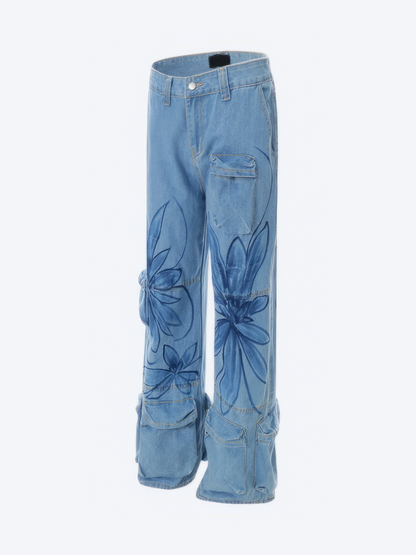 FLORAL CARGO JEANS - Designer Streetwear Brand | SPRAYNPRAY®