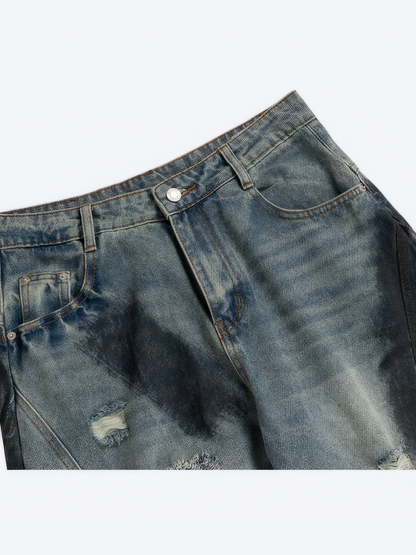 BLUE STAIN BAGGY JEANS - Designer Streetwear Brand | SPRAYNPRAY®