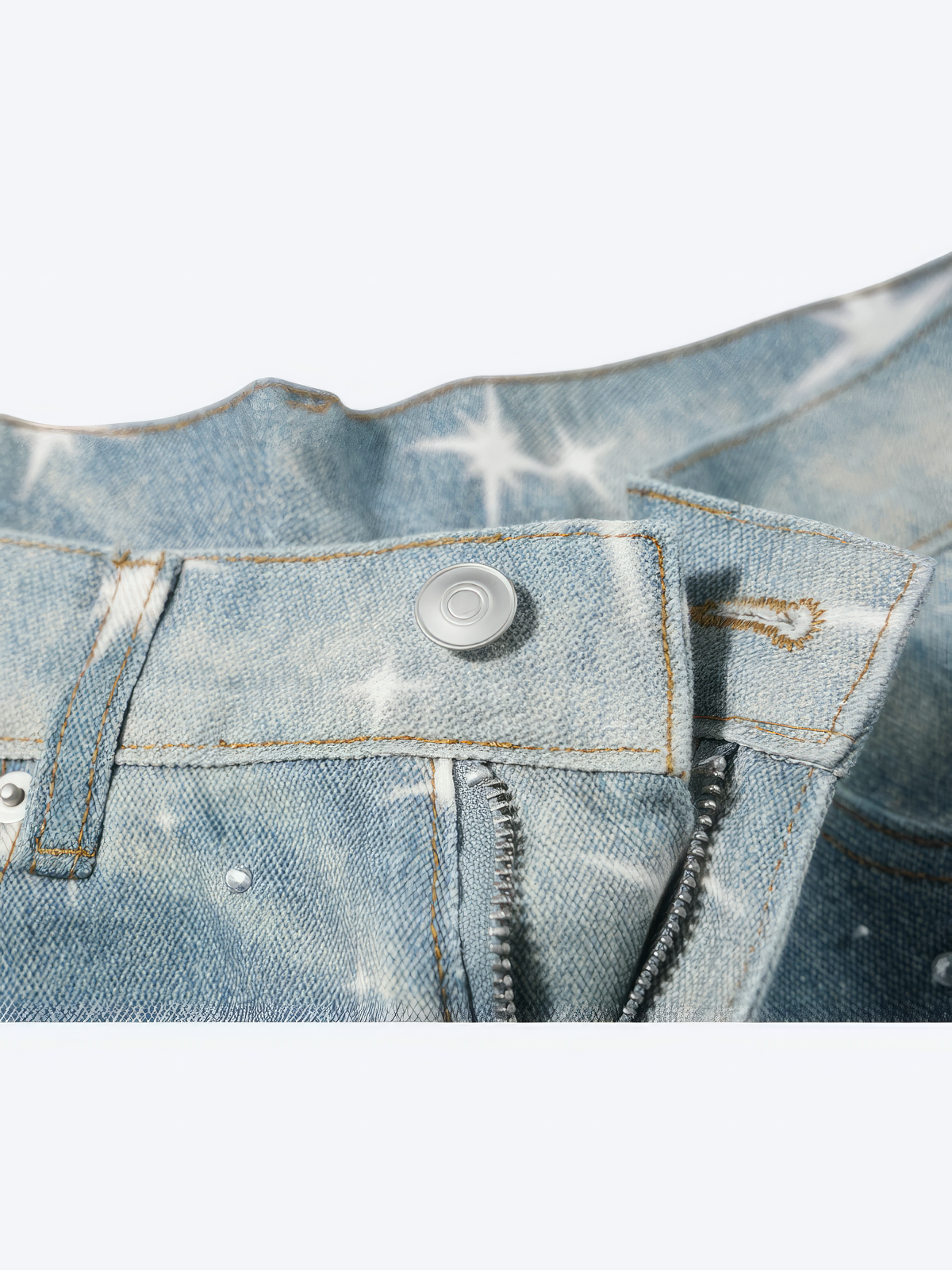 STARS RHINESTONE WASHED BLUE DENIM - Designer Streetwear Brand | SPRAYNPRAY®