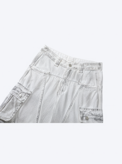 VINTAGE WHITE SIDE POCKETS DENIM - Designer Streetwear Brand | SPRAYNPRAY®