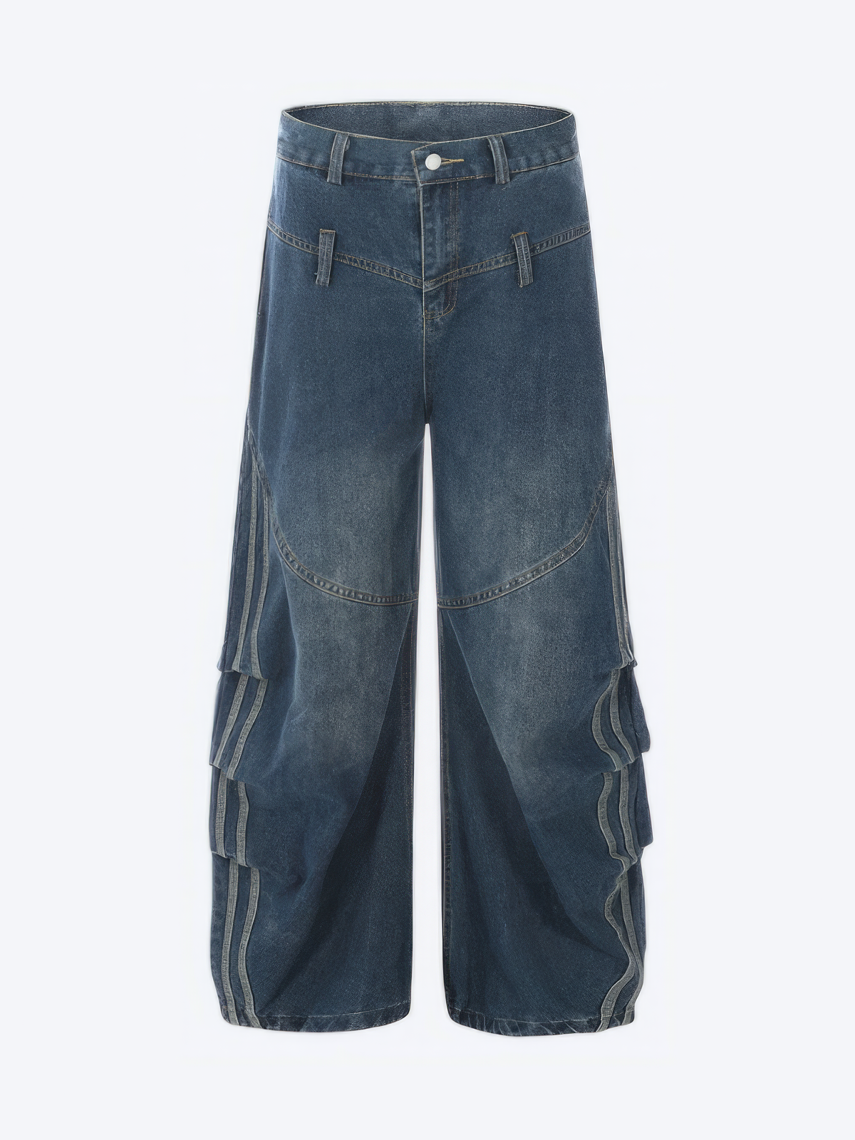 VINTAGE SIDE STIPED BAGGY JEANS - Designer Streetwear Brand | SPRAYNPRAY®