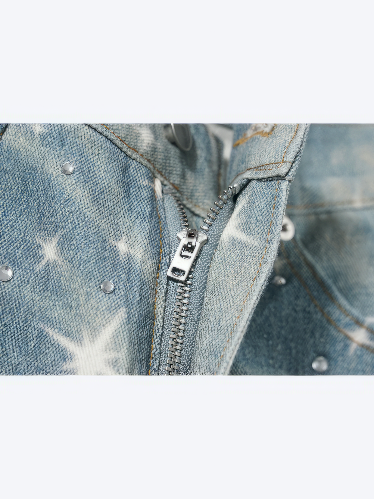 STARS RHINESTONE WASHED BLUE DENIM - Designer Streetwear Brand | SPRAYNPRAY®