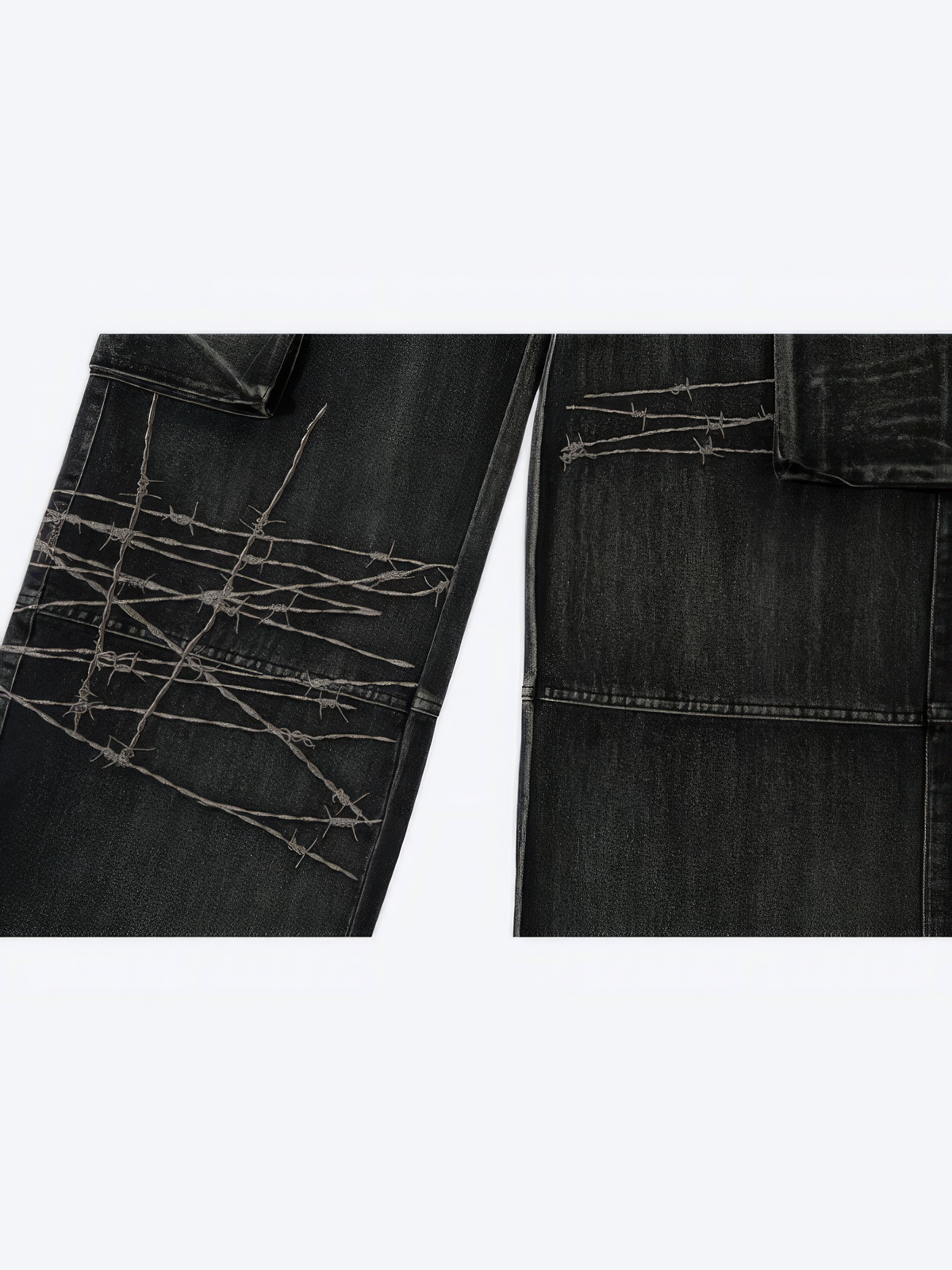 WIDE LEG EMBROIDERY JEANS - Designer Streetwear Brand | SPRAYNPRAY®